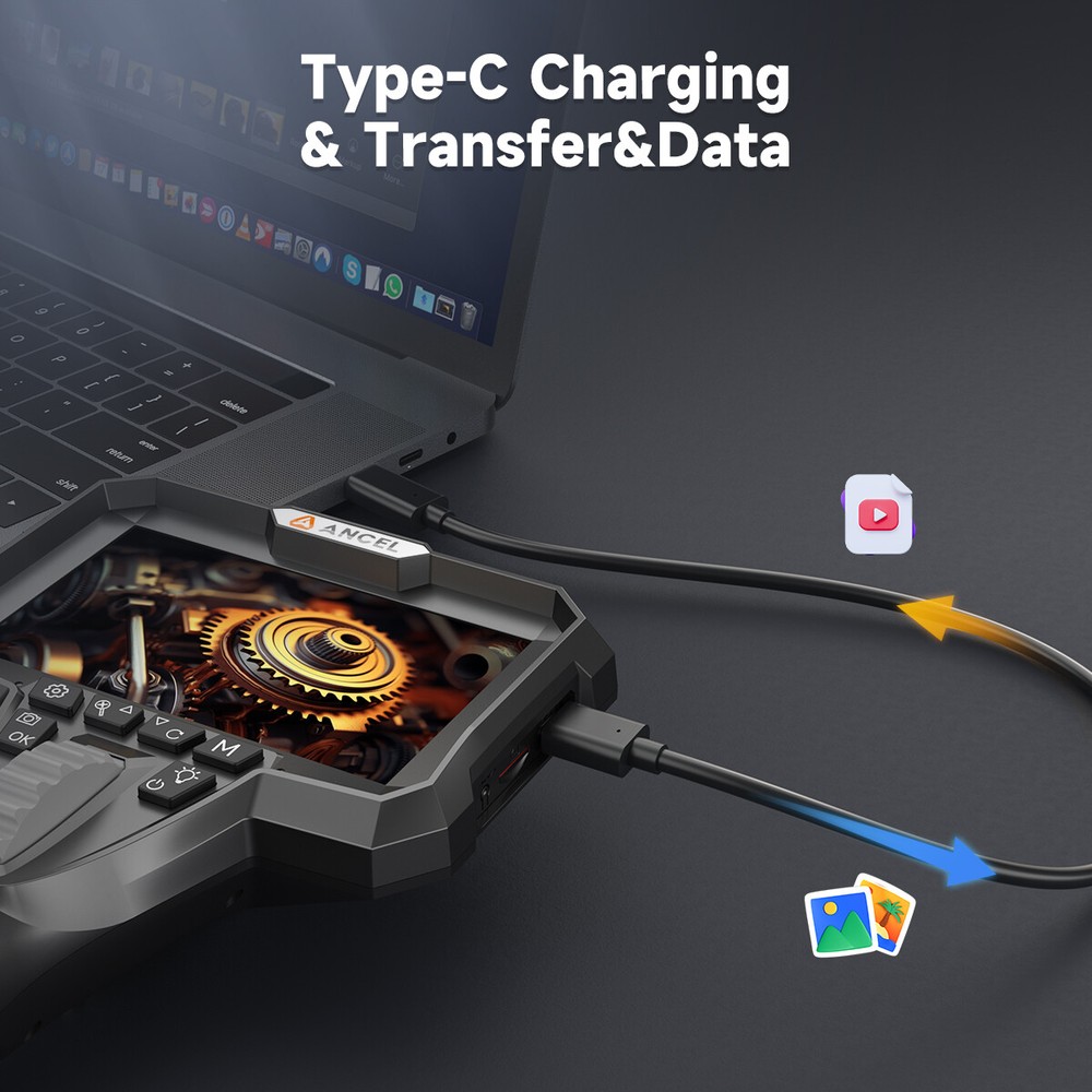 ANCEL AN301 Articulating Endoscope Camera 4.3'' Borescope Continuous Recording