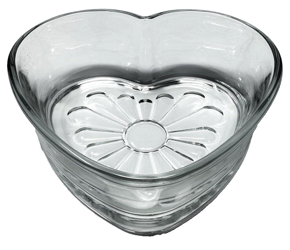 Libbey 6" Heart Shaped Clear Glass Candy Dish