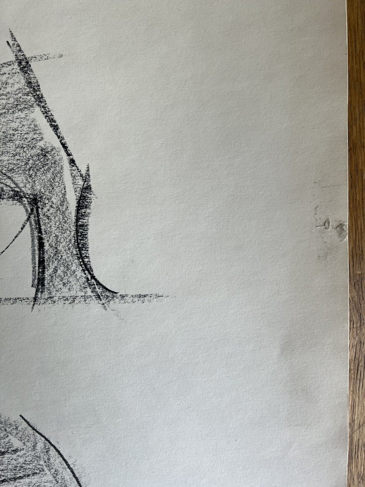 Peter Thursby Original 1969 Charcoal Drawing Study For Sculpture Signed Dated