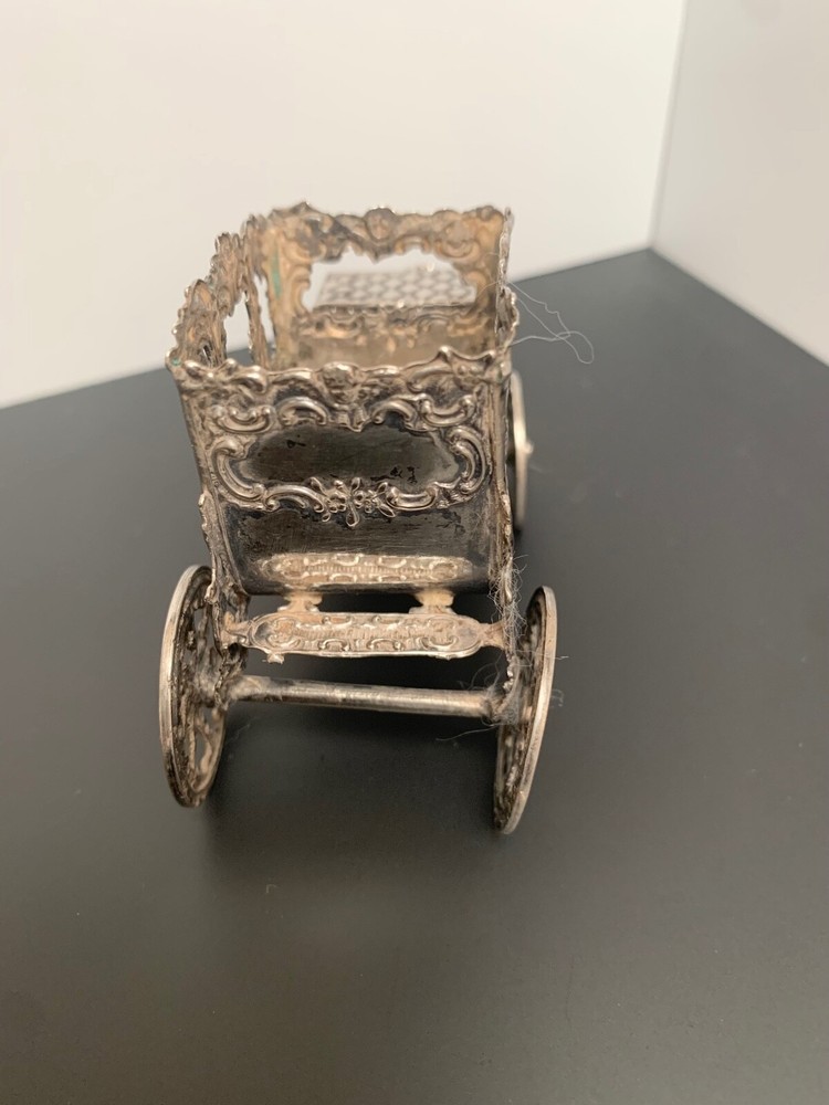 RARE Antique Miniature Rococo Silver Coach