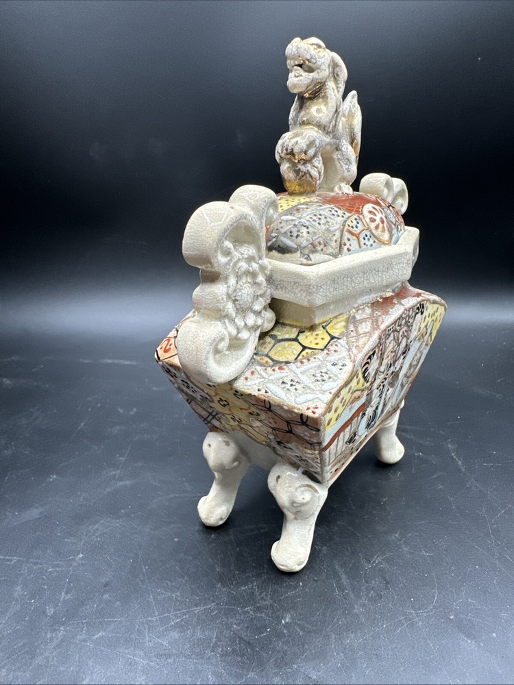 Vintage Japanese Incense Burner Box Foo Dog