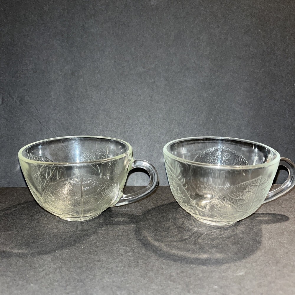 Two Durax Argentina Leaf Pattern Glass Cups #176 & 94