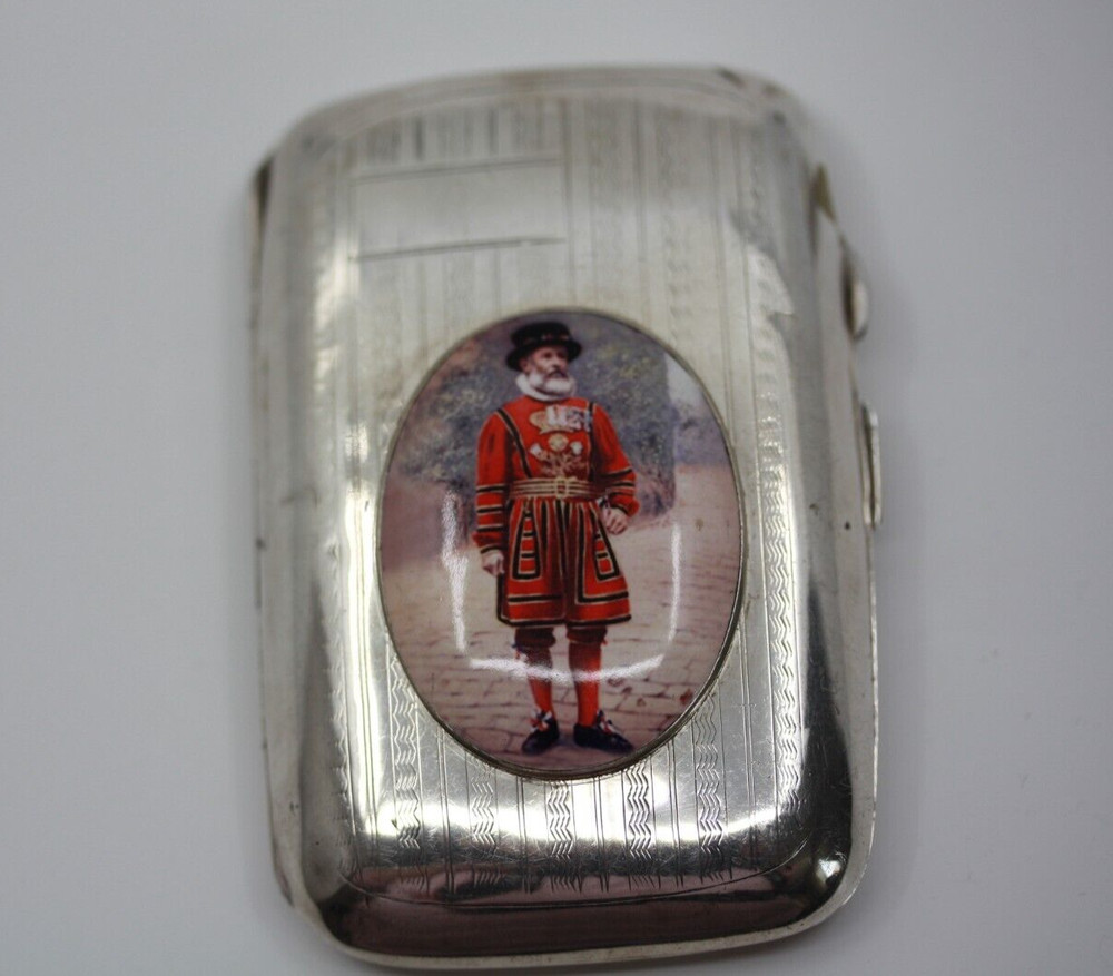 YEOMAN WARDER ANTIQUE SILVER CIGARETTE CASE 1902