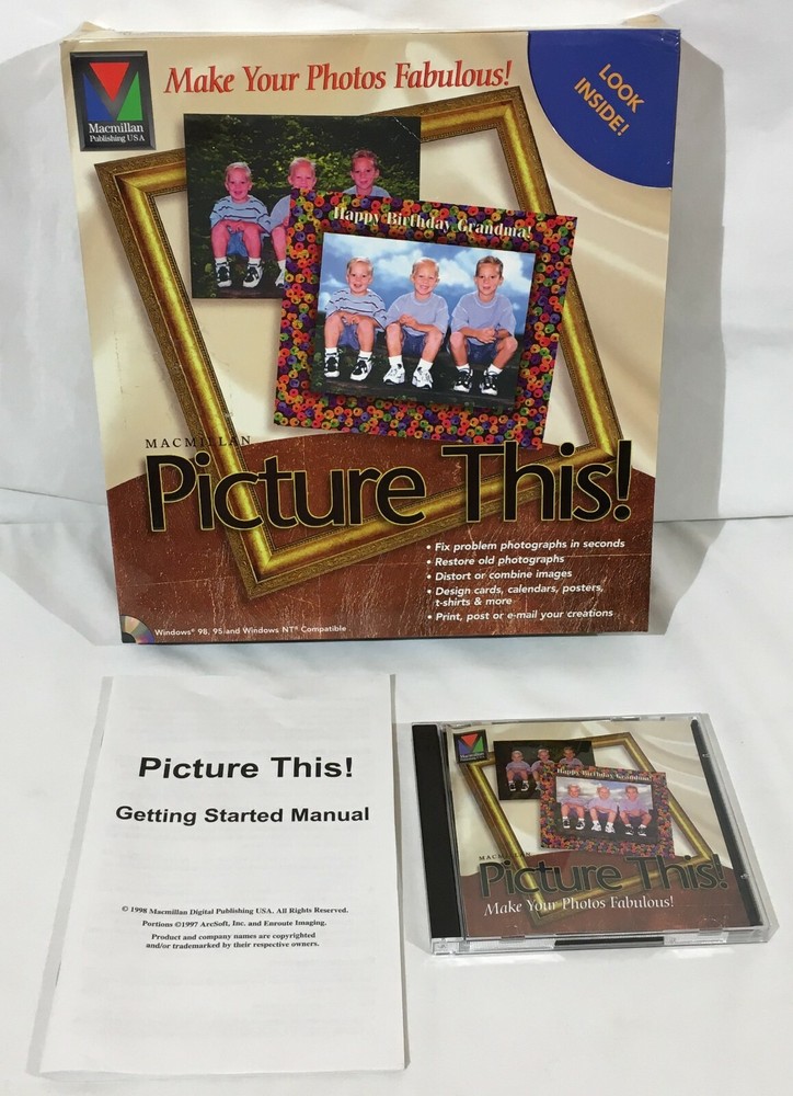 Picture This! Macmillan CD-ROM Photo Editing Software Windows 95 98 NT Complete