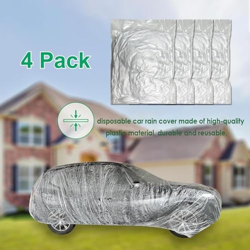 4 Pack Universal Disposable Car Covers - Waterproof Plastic Car Cover L 4Pack