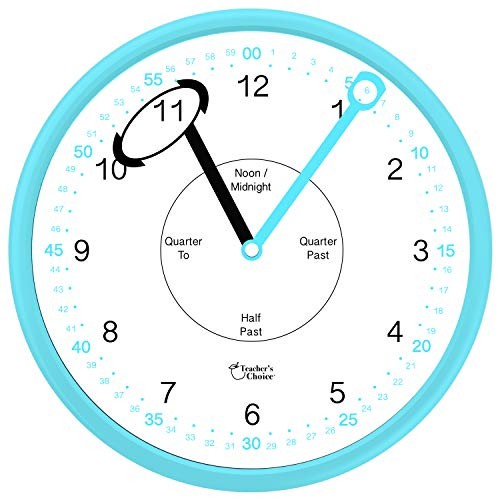 Educational Wall Clock - Silent Movement Time Teaching Clock
