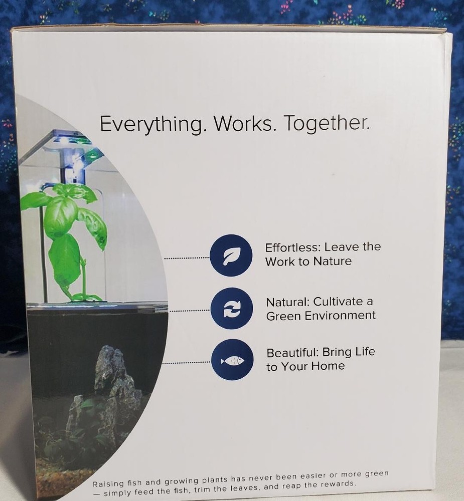 NIB EcoQube C Desktop Compact Filtering Aquatic Ecosystem Aquarium LED Lights