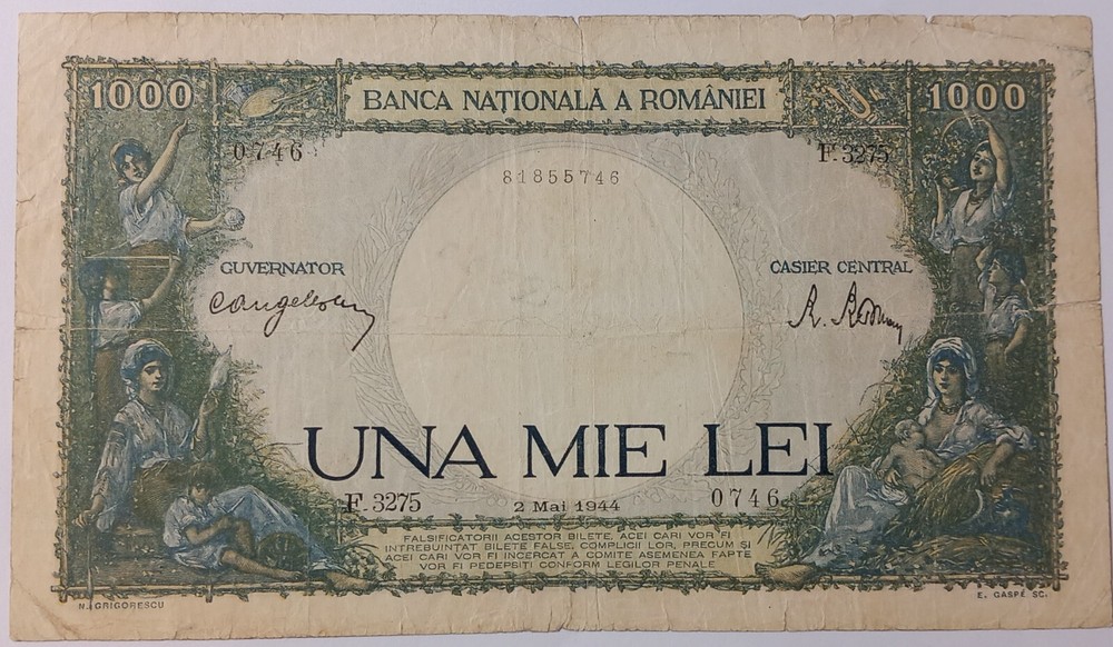Romania , 1000 lei Mai 1944