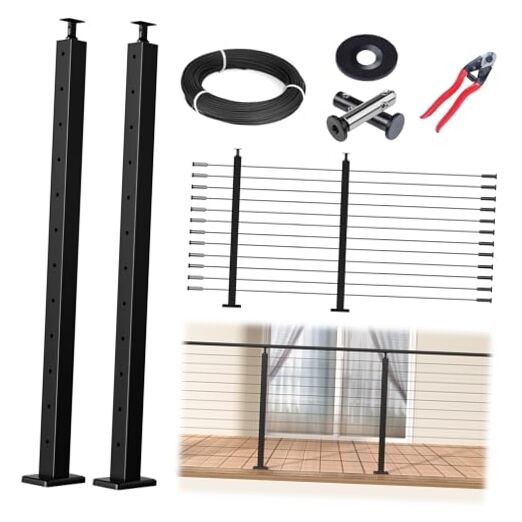 5-10FT Modular Black Cable Railing Kit 42 Inch 2 42" 5-10ft Level post kit