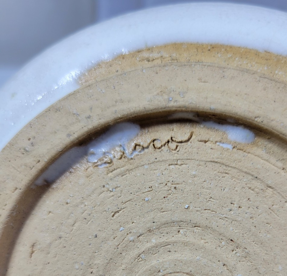 VTG MCM Style Signed Artisan Studio Stoneware Pottery Lidded Dish 3"x7"