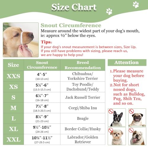 Dog Muzzle, Puppy Soft Mesh Muzzle for Small Medium Grey XS-(Snout 5¼”-6”)