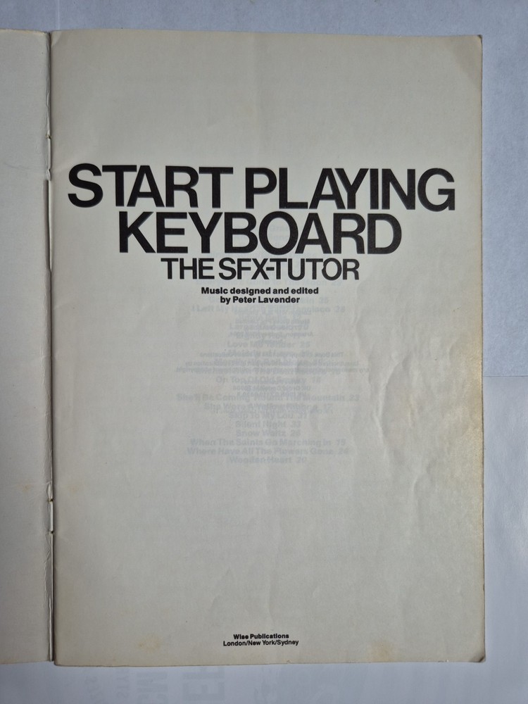 Start Playing Keyboard The SFX Tutor - Sheet Music Book