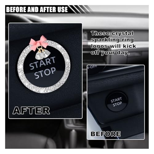 Bling Diamond Car Engine Start Stop Button Decoration Ring, Crystal White