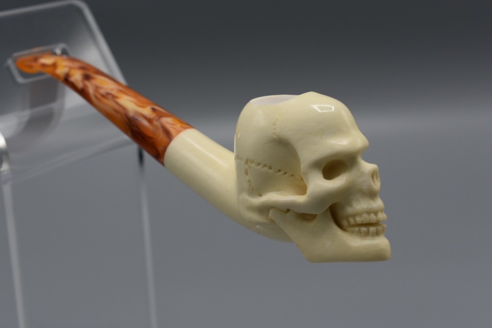 Skull  Pipe   New Block Meerschaum Handmade W Case#919