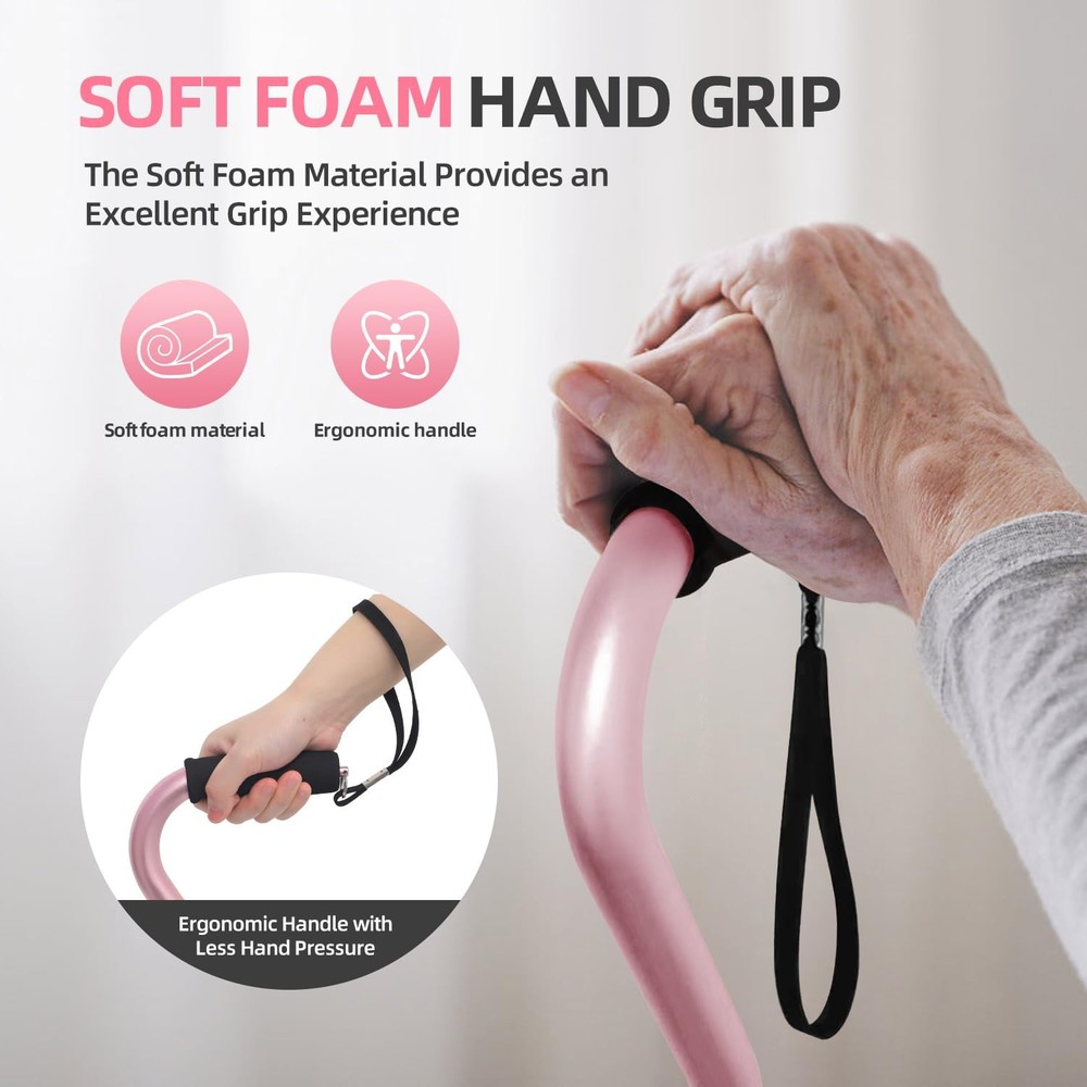 BeneCane Walking Cane for Men & Women Adjustable Cane with Offset Soft Cushio...