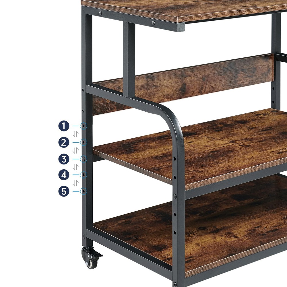 32.3" Wide Extra Large Printer Stand, 3 Tier Printer Table with Adjustable St...