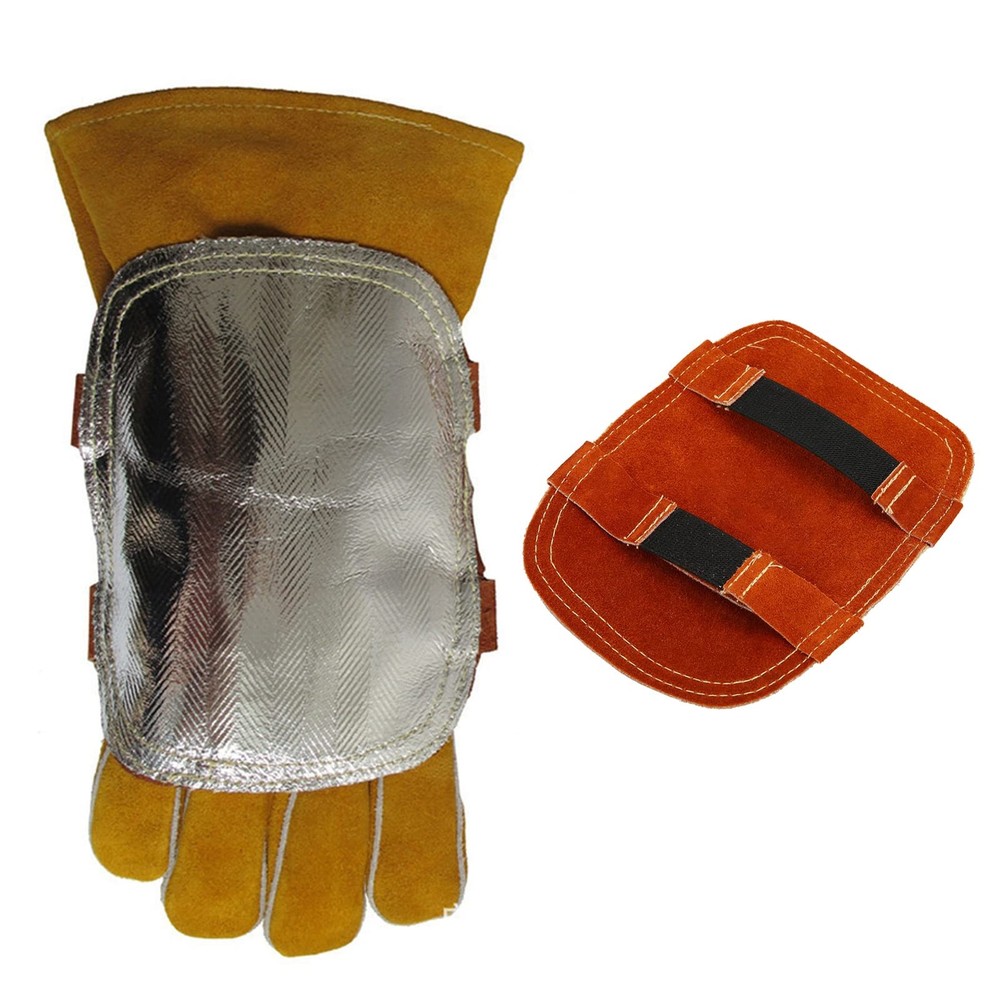 Welding Gloves Pad Heat Wrap Split Cowhide Leather Aluminized Back 8.3" Industry
