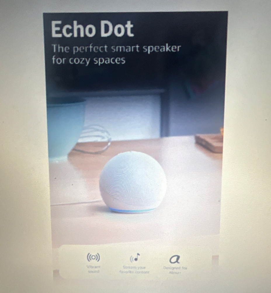 Amazon Echo Dot Smart Speaker Alexa Voice Control WiFi Bluetooth White Blue