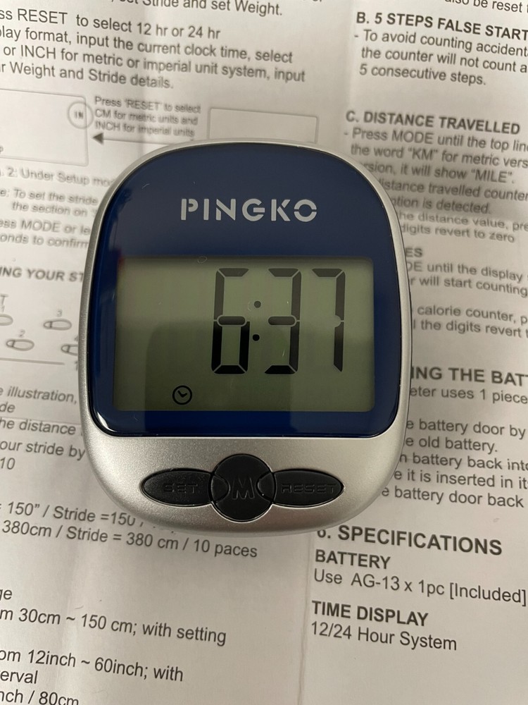 PINGKO Outdoor Multi-Function Portable Sport Pedometer Step/Distance/Calories Co