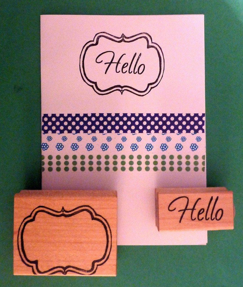 Hello Rubber Stamp, wood mounted