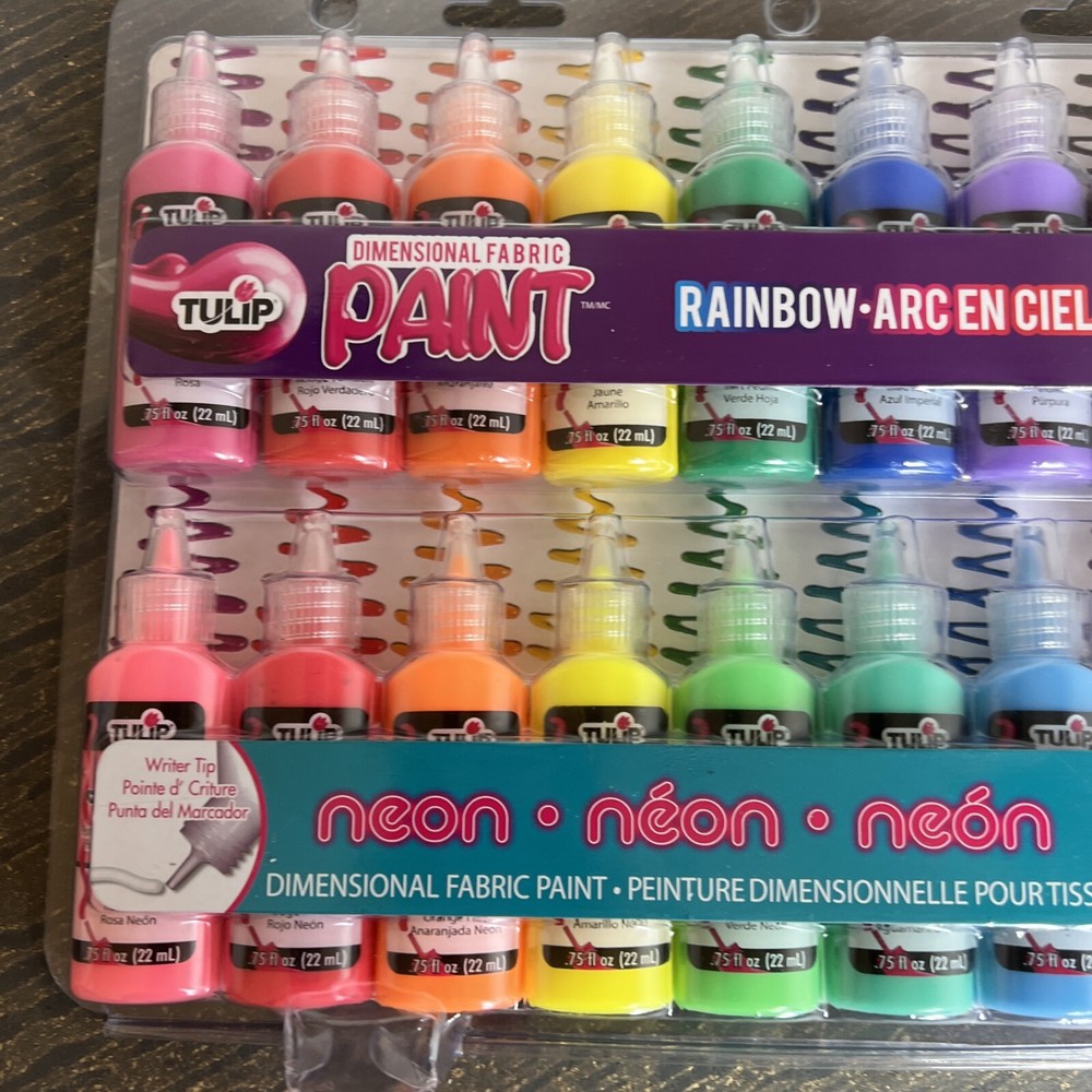Tulip Dimensional Fabric Paint Set .75oz 20/Pkg-Rainbow & Neon