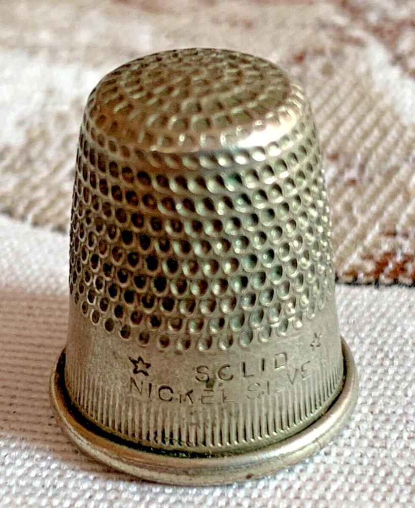 Antique English Solid Nickel Silver Sewing Thimble No.3