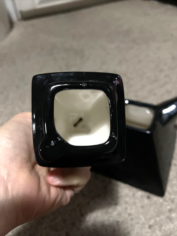 Vintage Tea Pot Art Pottery Glazed Ceramic Black Pyramid