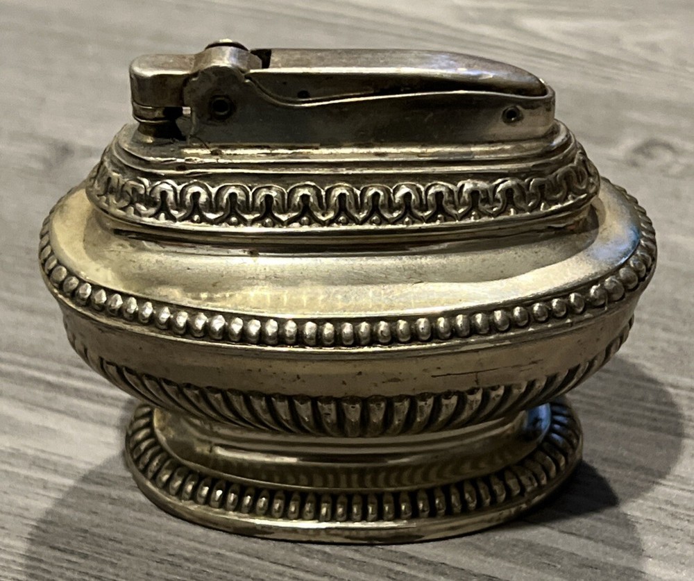 Vintage Ronson Queen Anne Table Lighter - Silver Plated -  UNTESTED - FREE SHIP!