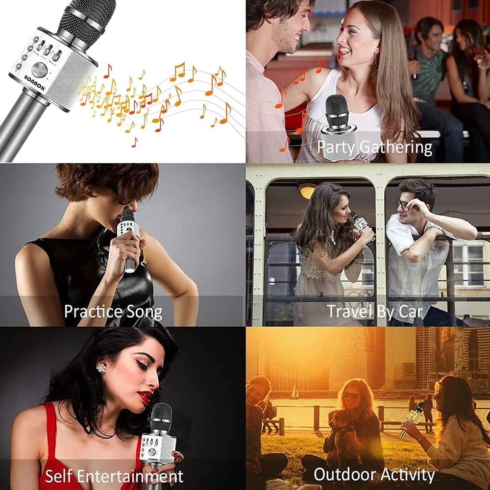 Portable Handheld Karaoke Microphone with Echo Control & High Sensitivity Sound