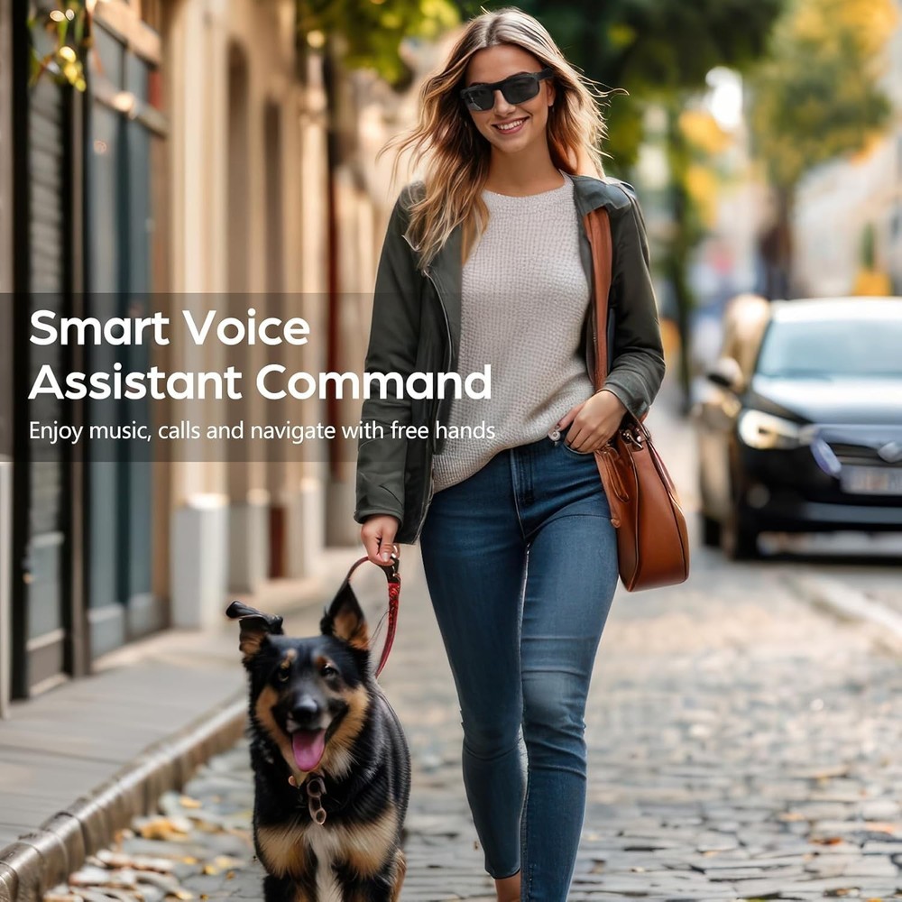 Smart Glasses, Polarized Bluetooth Sunglasses with Speaker, Voice Assistant, Ope