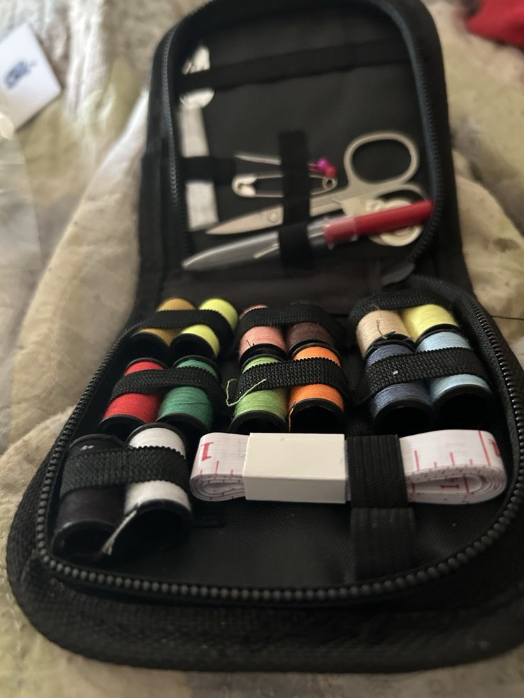 Mini Travel Sewing Kit Case Set Pocket Style Home Needle Thread Scissors Black