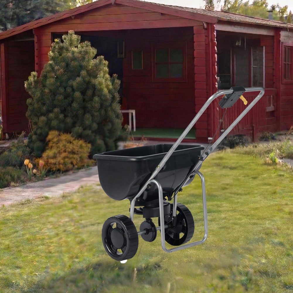 Walk-Behind Push Broadcast Spreader, 70LBS Capacity, 15-Level Adjustment