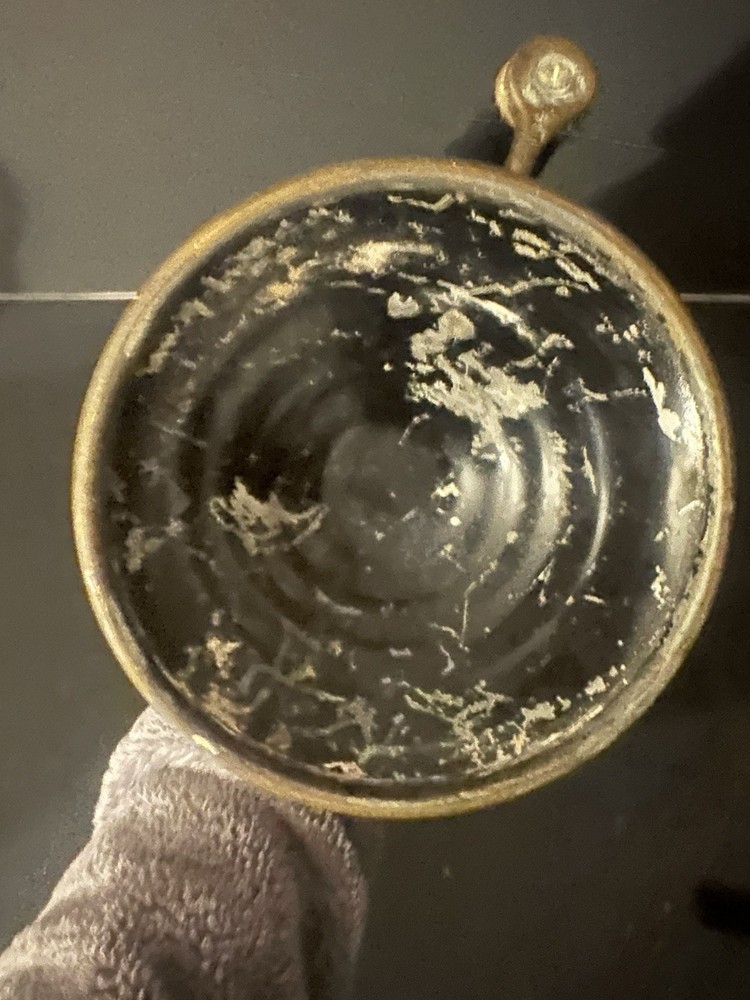 Antique Brass Cast Iron Blow Torch With Wooden Handle