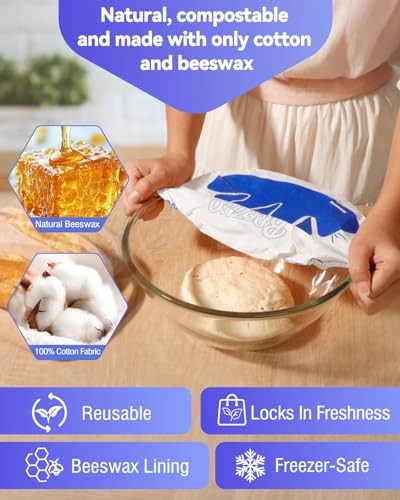 Reusable Beeswax Bowl Covers for Bread Proofing - Bowl Covers (2 Pack) White-1