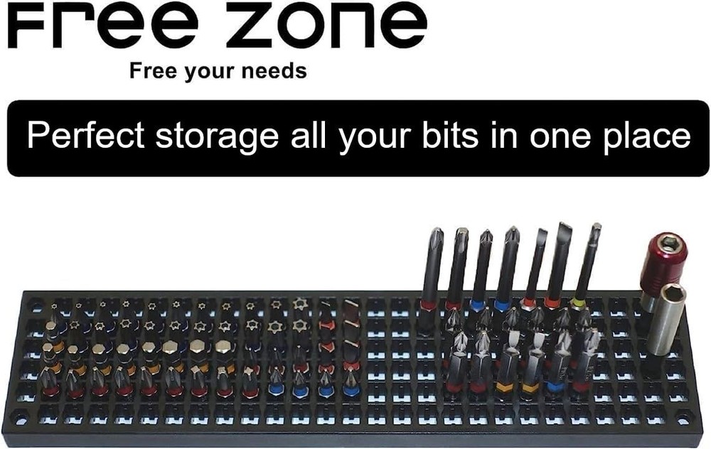 FREE ZONE Bit Organizer Set (Black) – 158-Hole Storage – One Size, Black