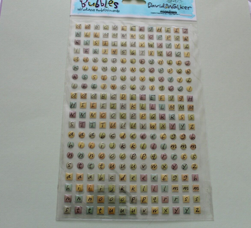 Creative Imaginations - David Walker "Bubbles Alphabets" Self Adhesive RARE