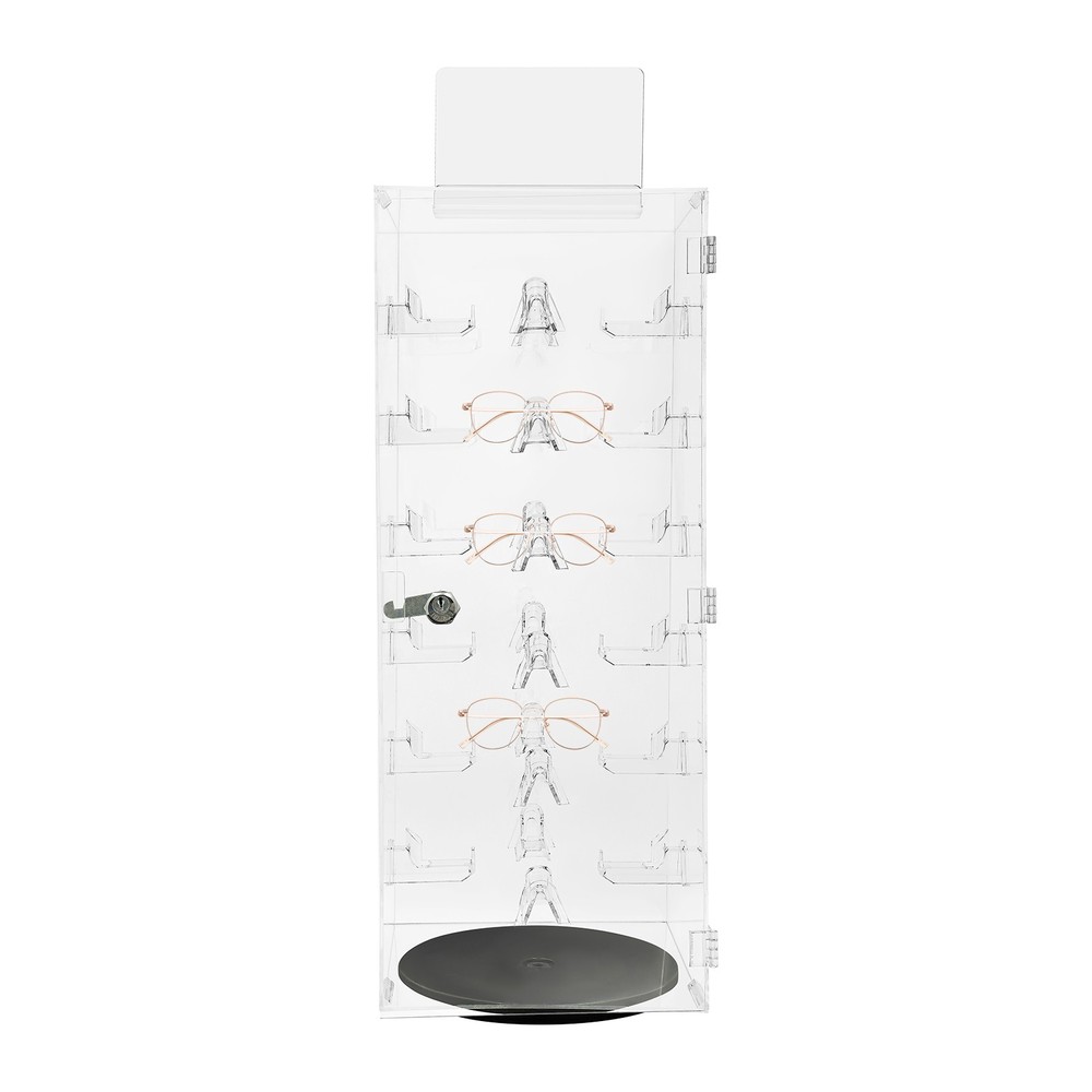 Acrylic Sunglasses Organizer Rotating Lockable Sunglass Display Case Clear