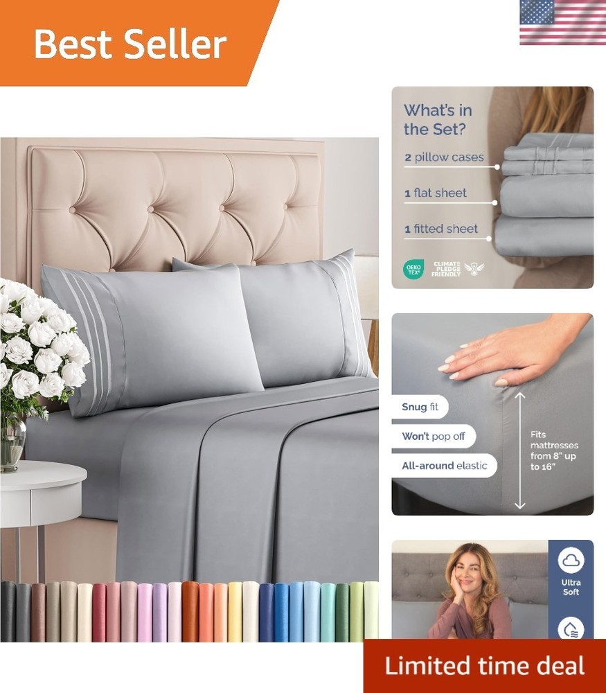 Queen Size 4 Piece Sheet Set - Comfy Breathable & Cooling Bed Sheets Set - Ho...