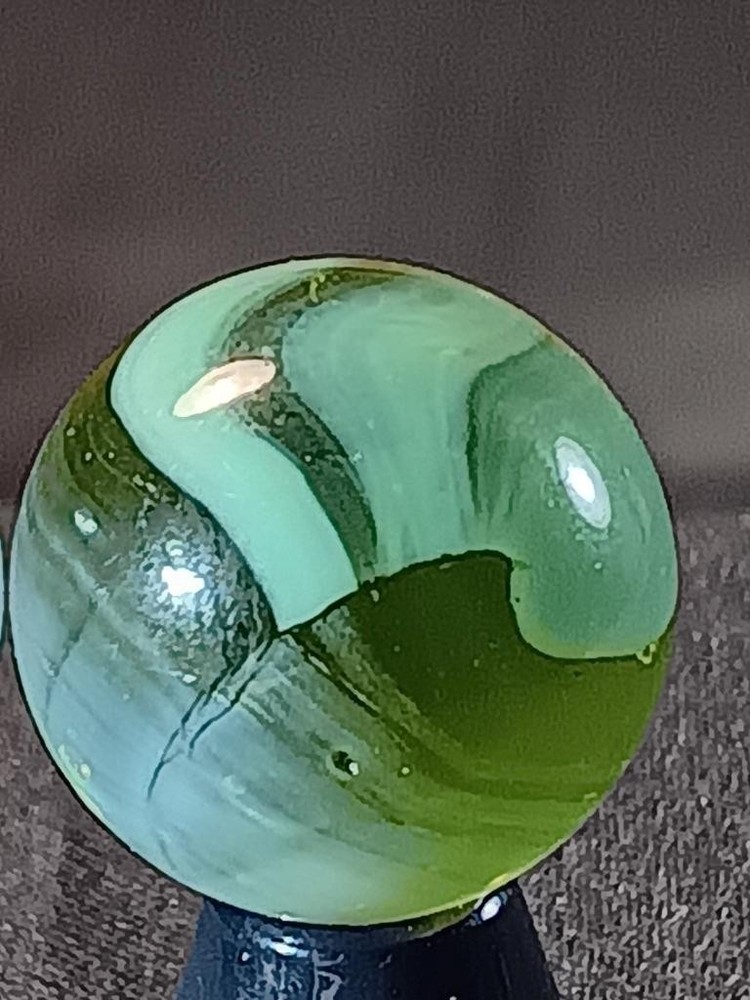 5/8" Master Light Sage Cloud White Brushed Patch on Clear Olive NM Marble A901