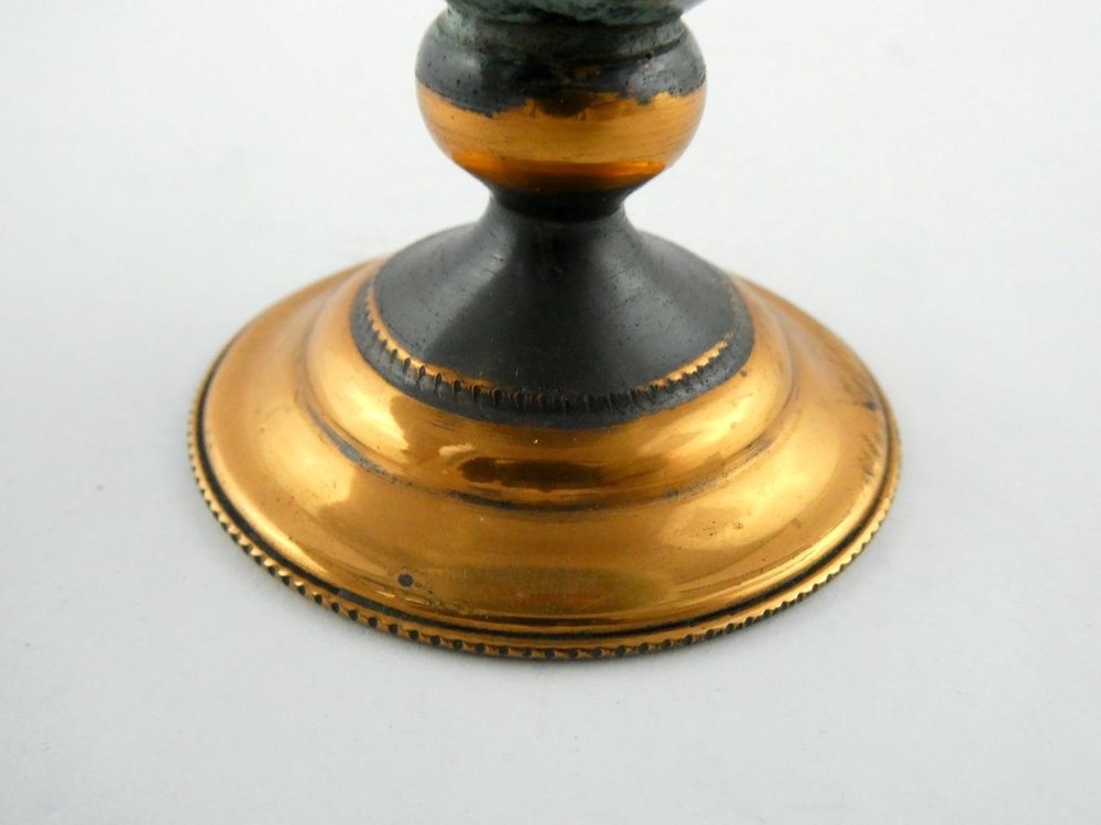 Vintage Mixed Materials Copper and Glass Kiddush Cup Judaica Unsigned