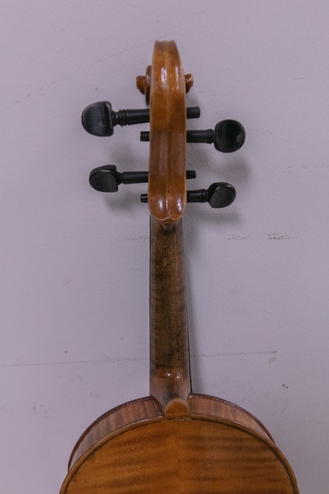 Antique - German 4/4 Stradivarius Violin - Needs Strings w/ Case & Bow