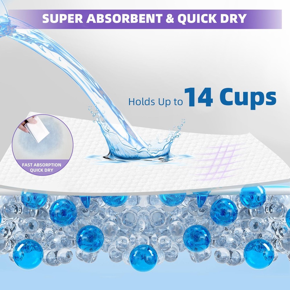 Super Absorbent Cat Pee Pads 30 Ct | Thick 6-Layer Design for Litter Systems