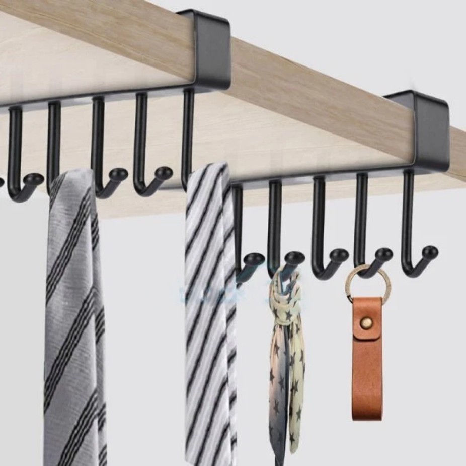 2P Under-Shelf Mug Holder Rack – Kitchen Cabinet Coffee Cup Storage Hooks-%%