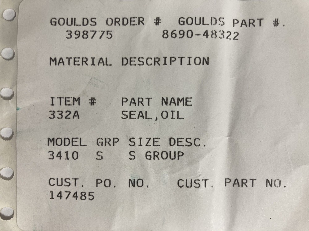 Goulds 8690-48322 Seal