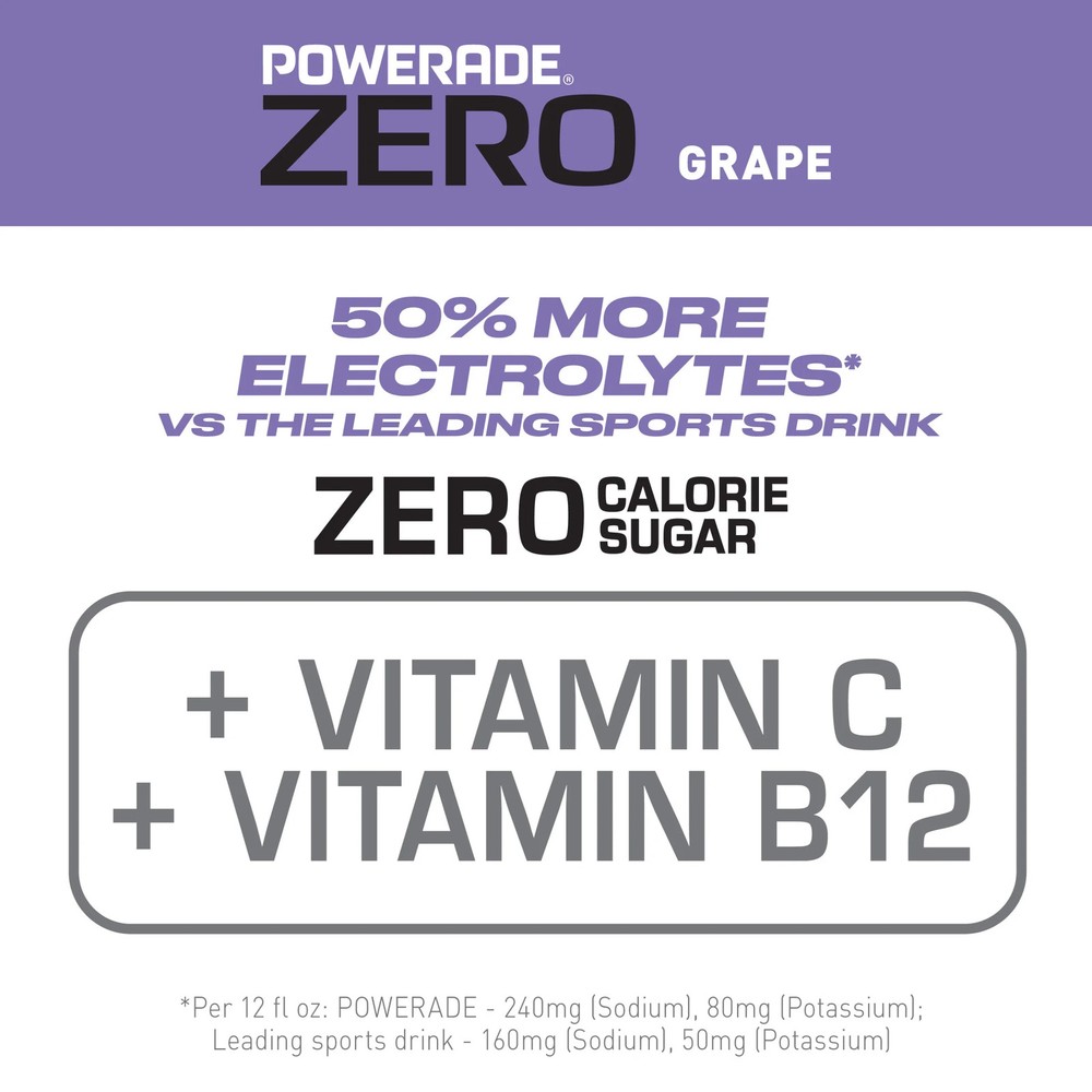 POWERADE Zero Grape Sports Drink 20 fl oz 8 Pack