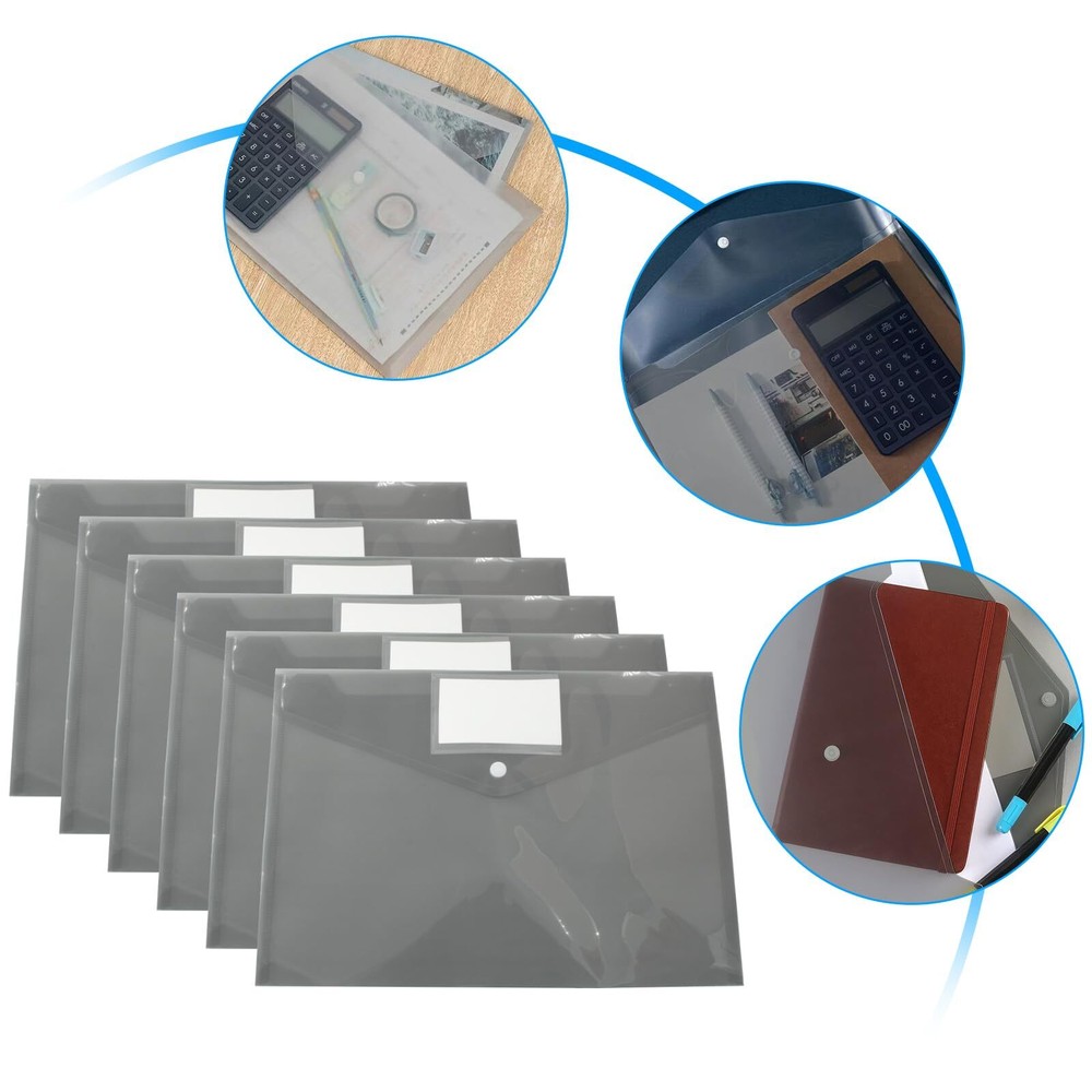 6 Pack Plastic Envelopes Poly Envelopes Folder A4 Size File Folders for Docum...