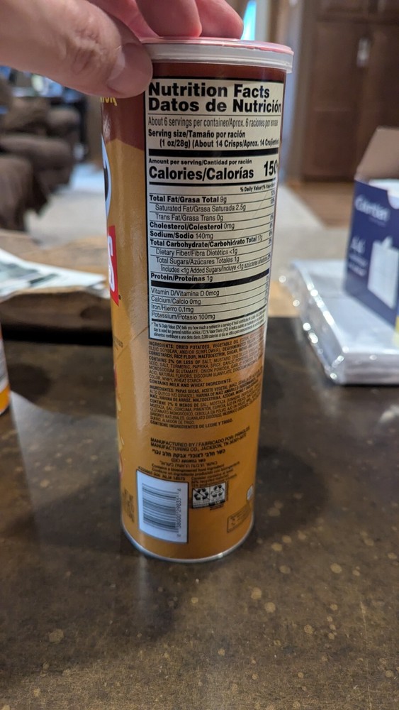 Empty 5.5 Pringles Factory Sealed Can Honey Mustard