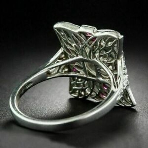 Art Deco 3.80Ct Lab-Created Diamond & Ruby Vintage Style Wedding Ring 925 Silver