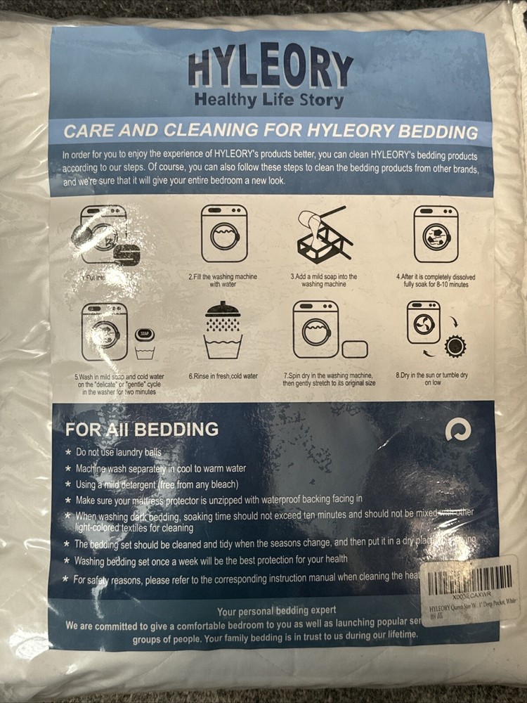 HYLEORY Queen Size Waterproof Mattress Pad Protector Breathable Quilted White