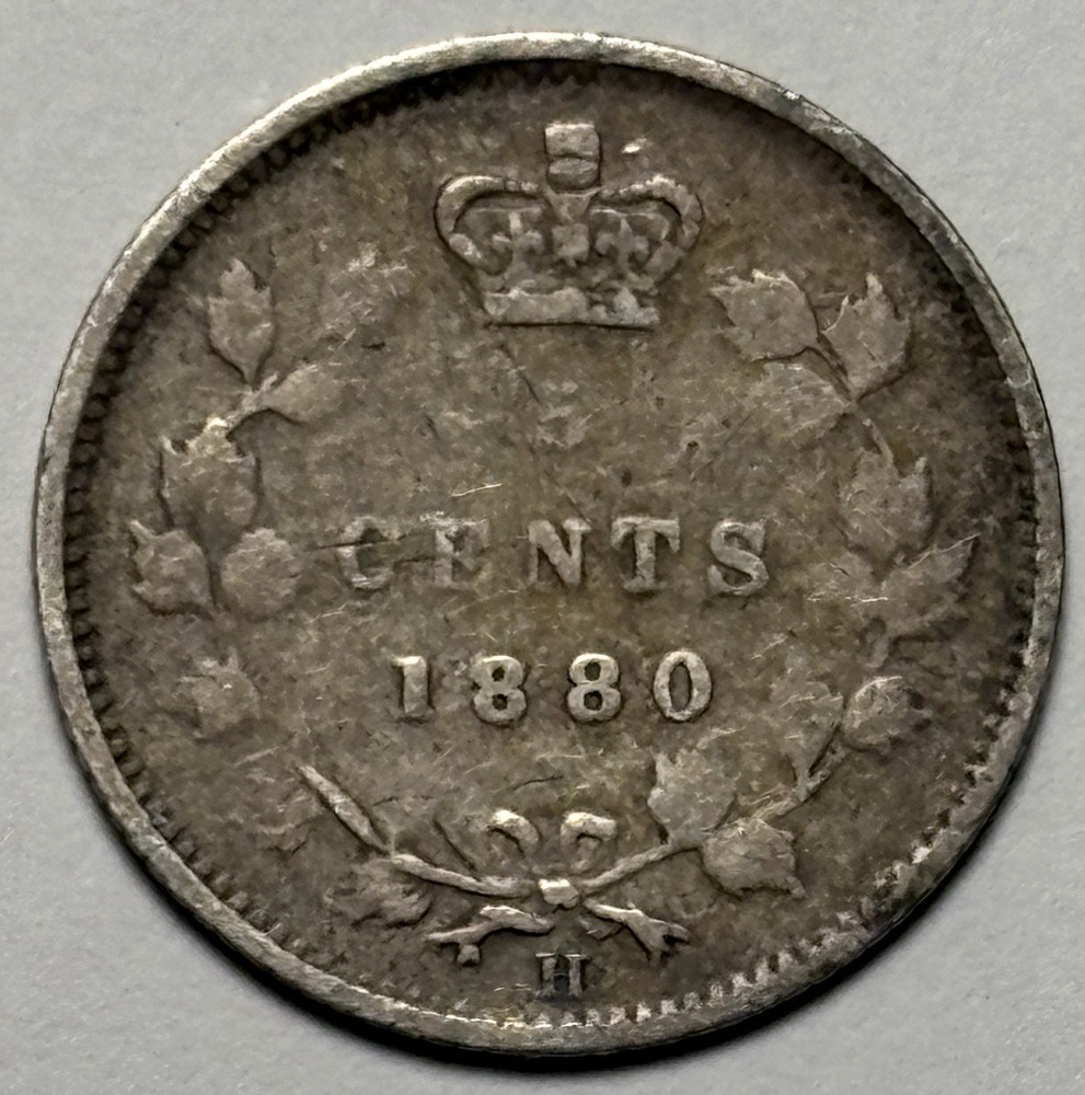 🇨🇦 1880-H Canada 5 Cents Silver — Circulated